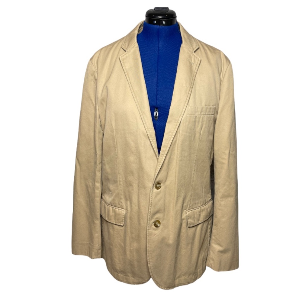 J.Crew Large Tall khaki 2 button 100% cotton fully lined mens blazer - Picture 10 of 10